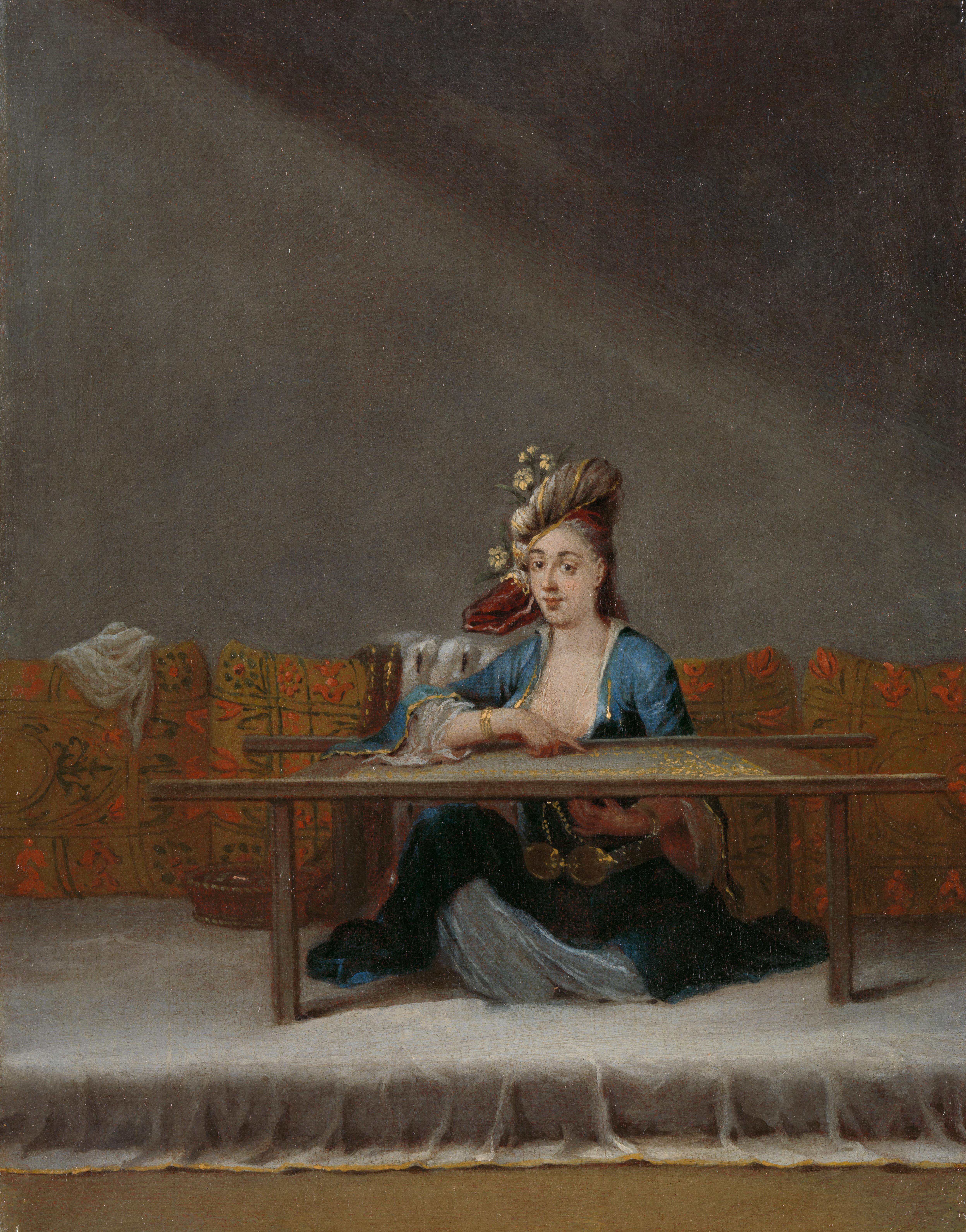 Turkish Woman at her Embroidery Frame — Jean Baptiste Vanmour