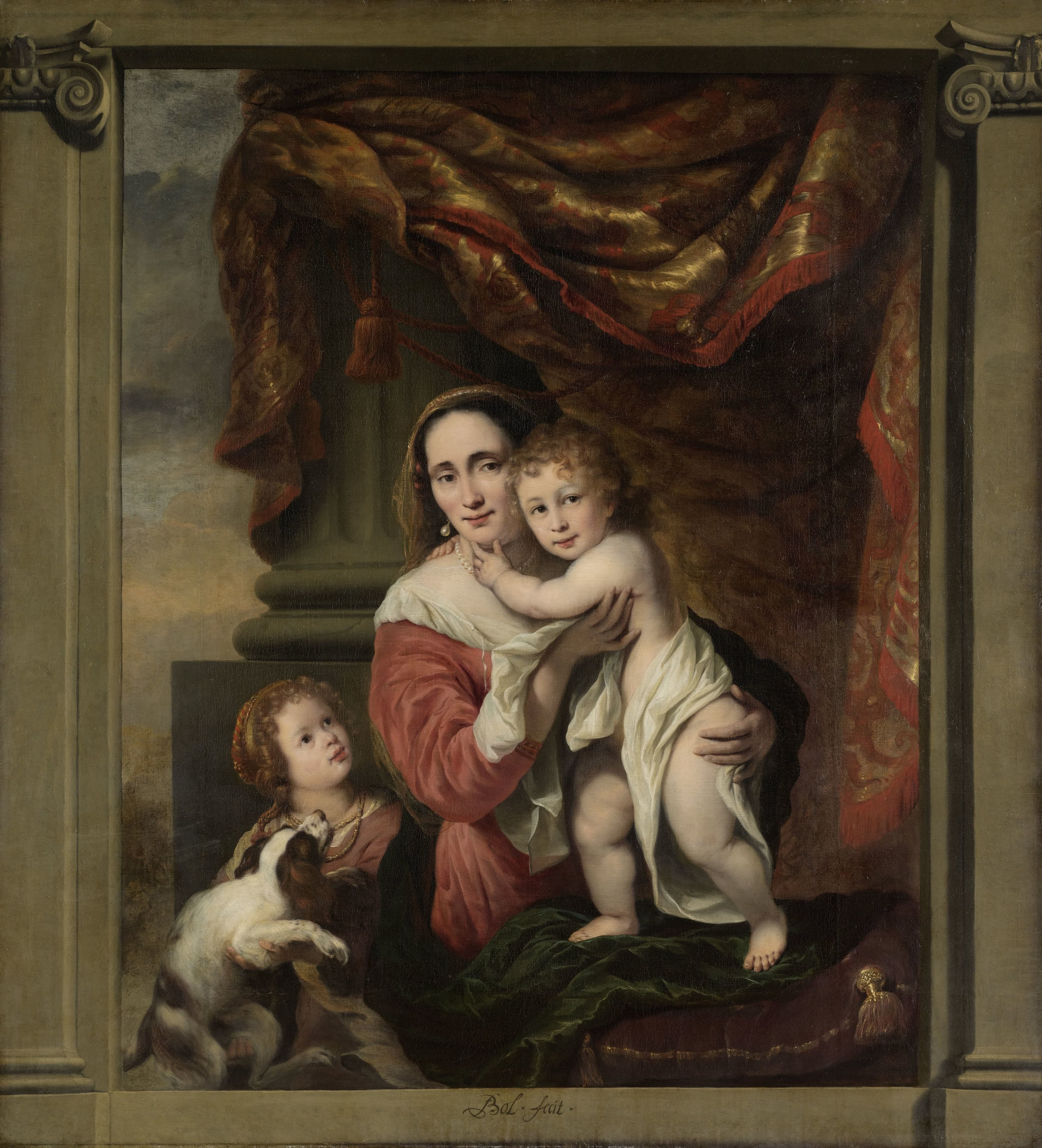 A Mother, thought to be Johanna de Geer (1627-1691), and two Children — Ferdinand Bol