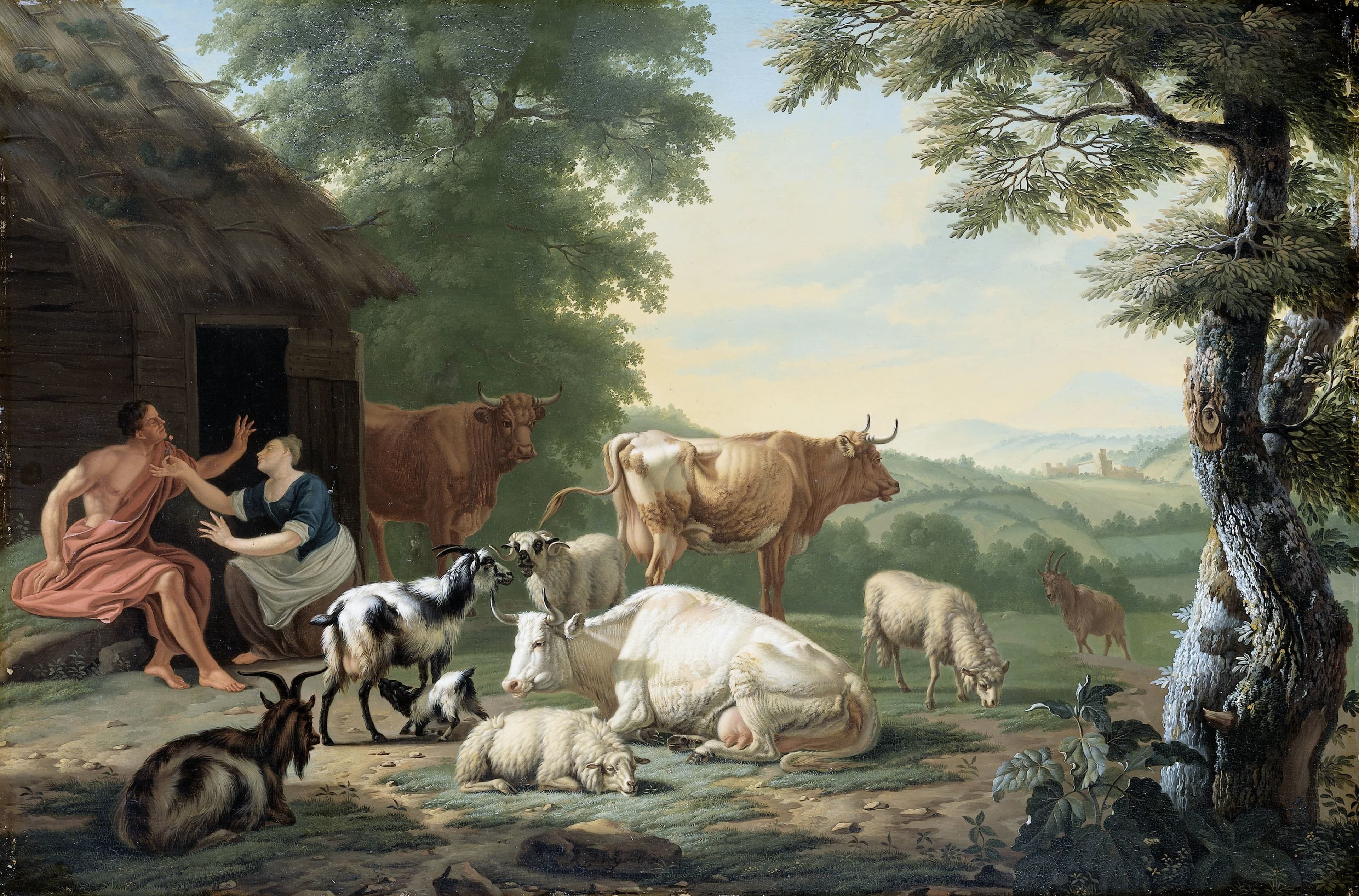 Arcadian Landscape with Shepherds and Cattle — Jan van Gool