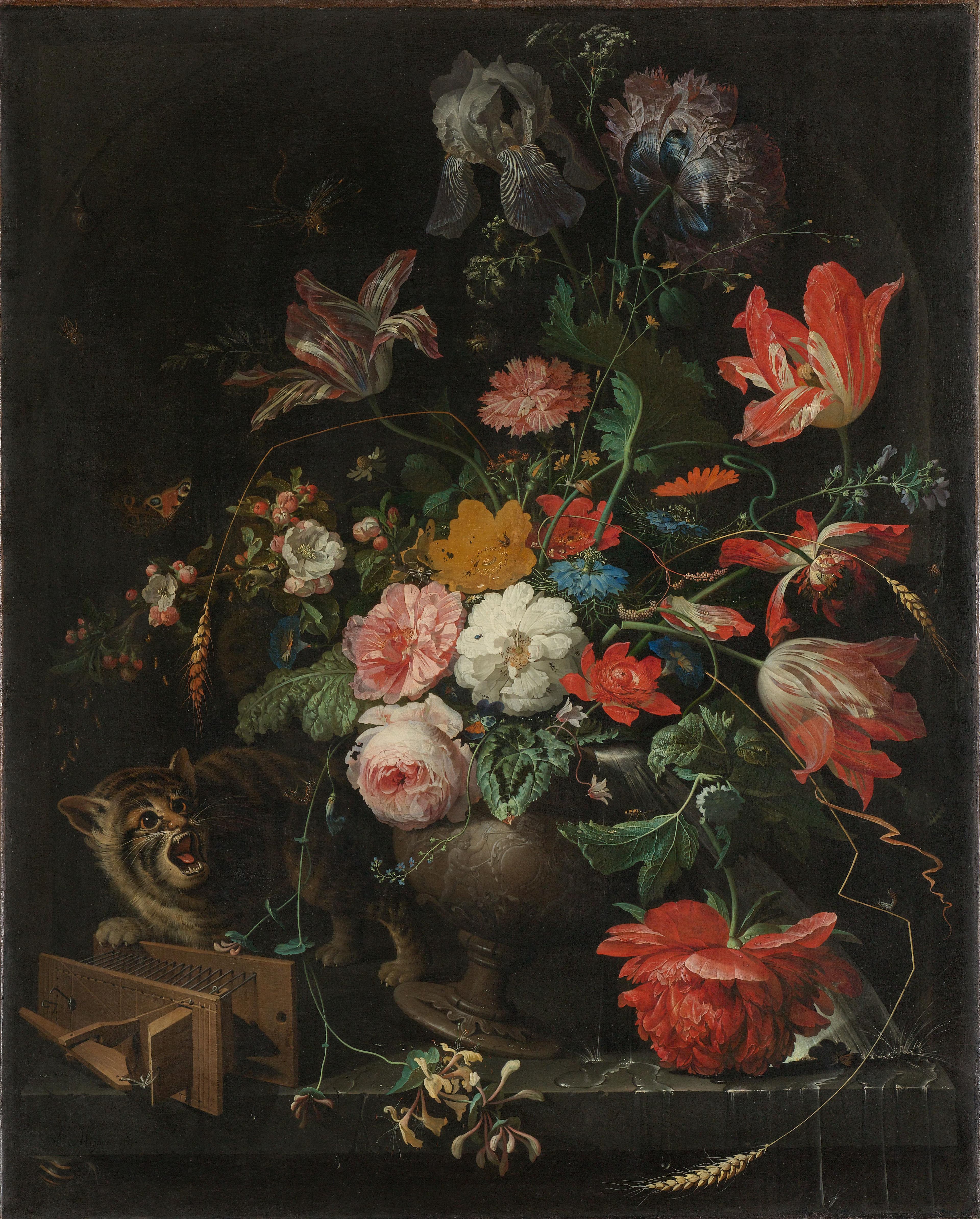 The Overturned Bouquet — Abraham Mignon