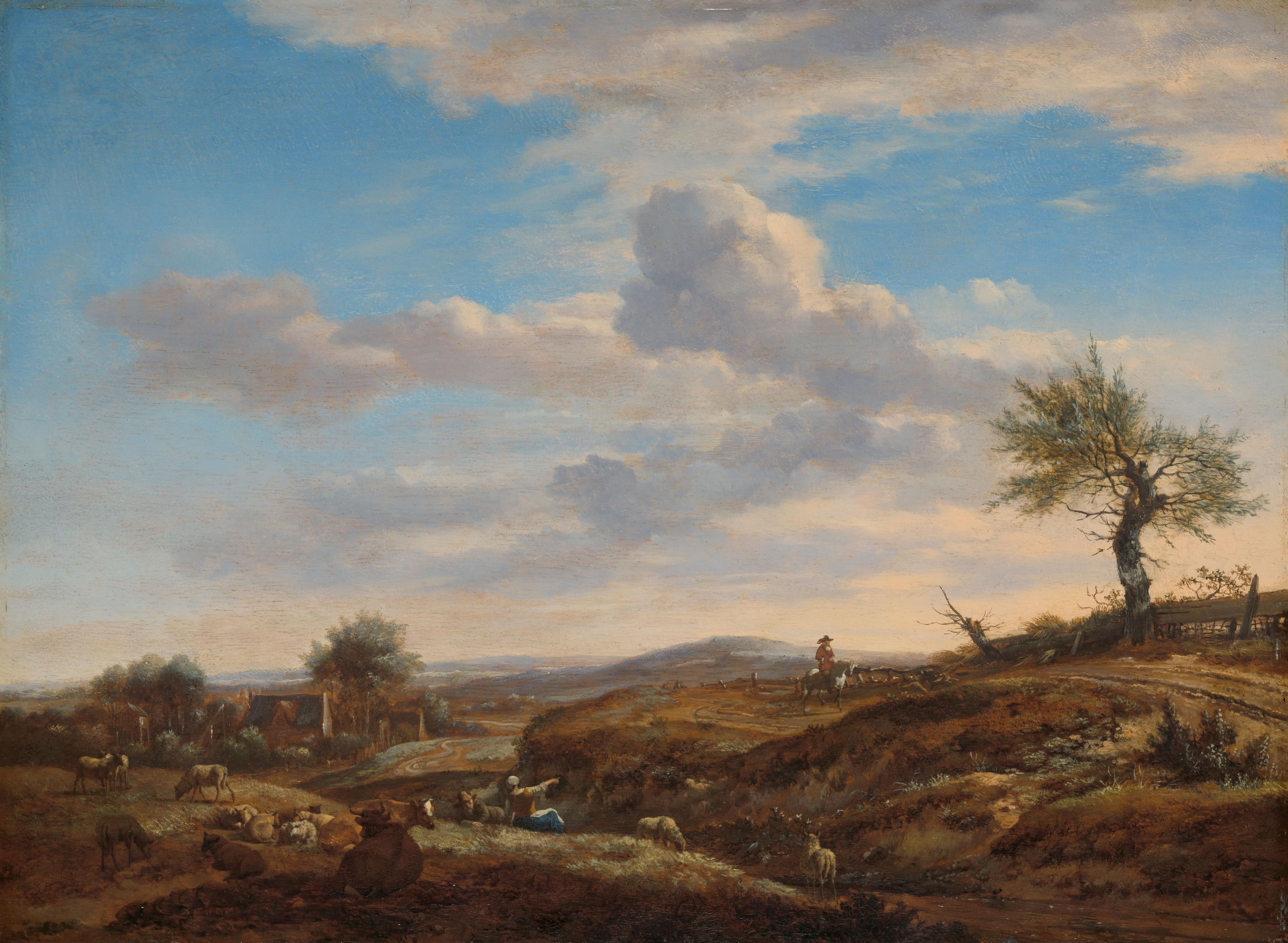 Hilly Landscape with a High Road — Adriaen van de Velde