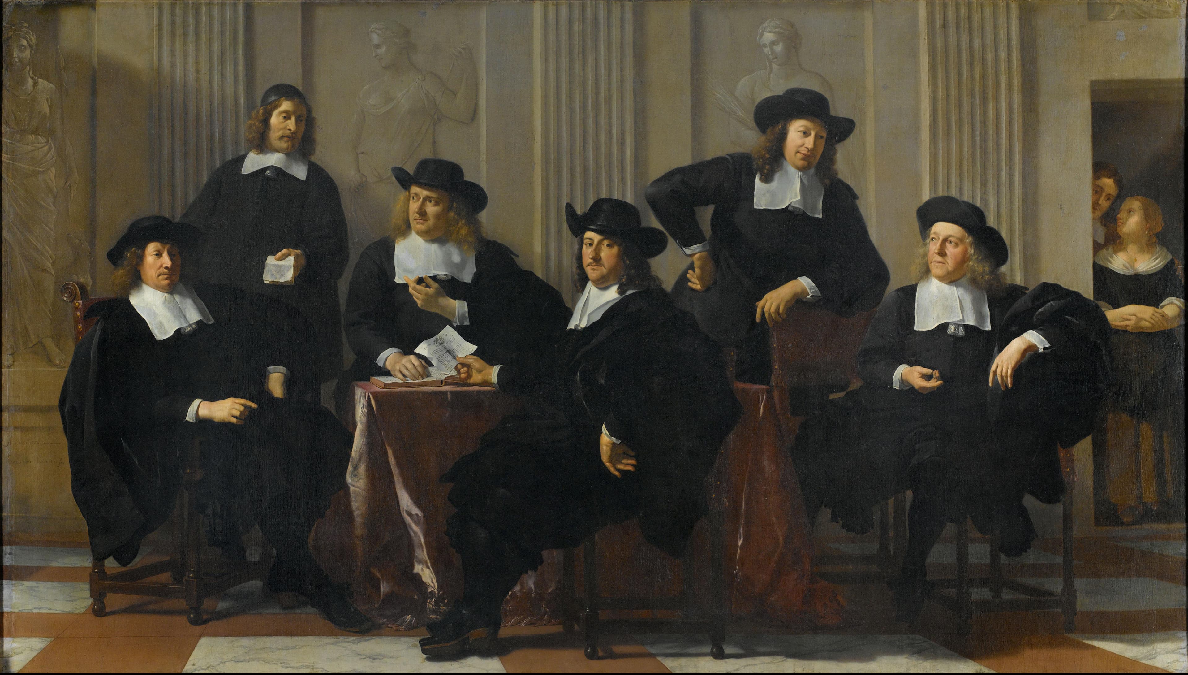De regenten van het Spinhuis en Nieuwe Werkhuis te Amsterdam, 1669 — Karel du Jardin