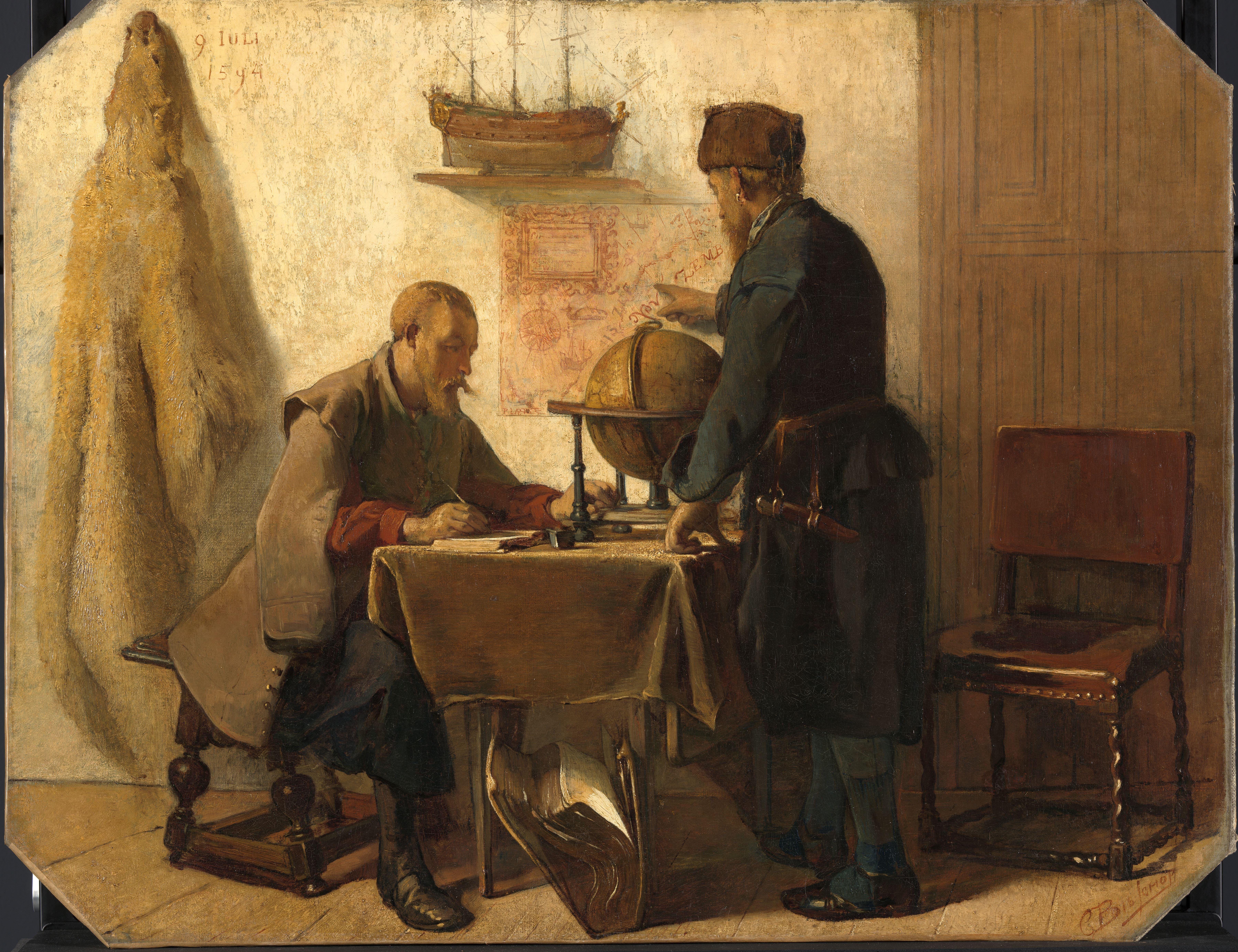 Heemskerck en Barends, hun tweeden togt naar het Noorden beramende — Christoffel Bisschop