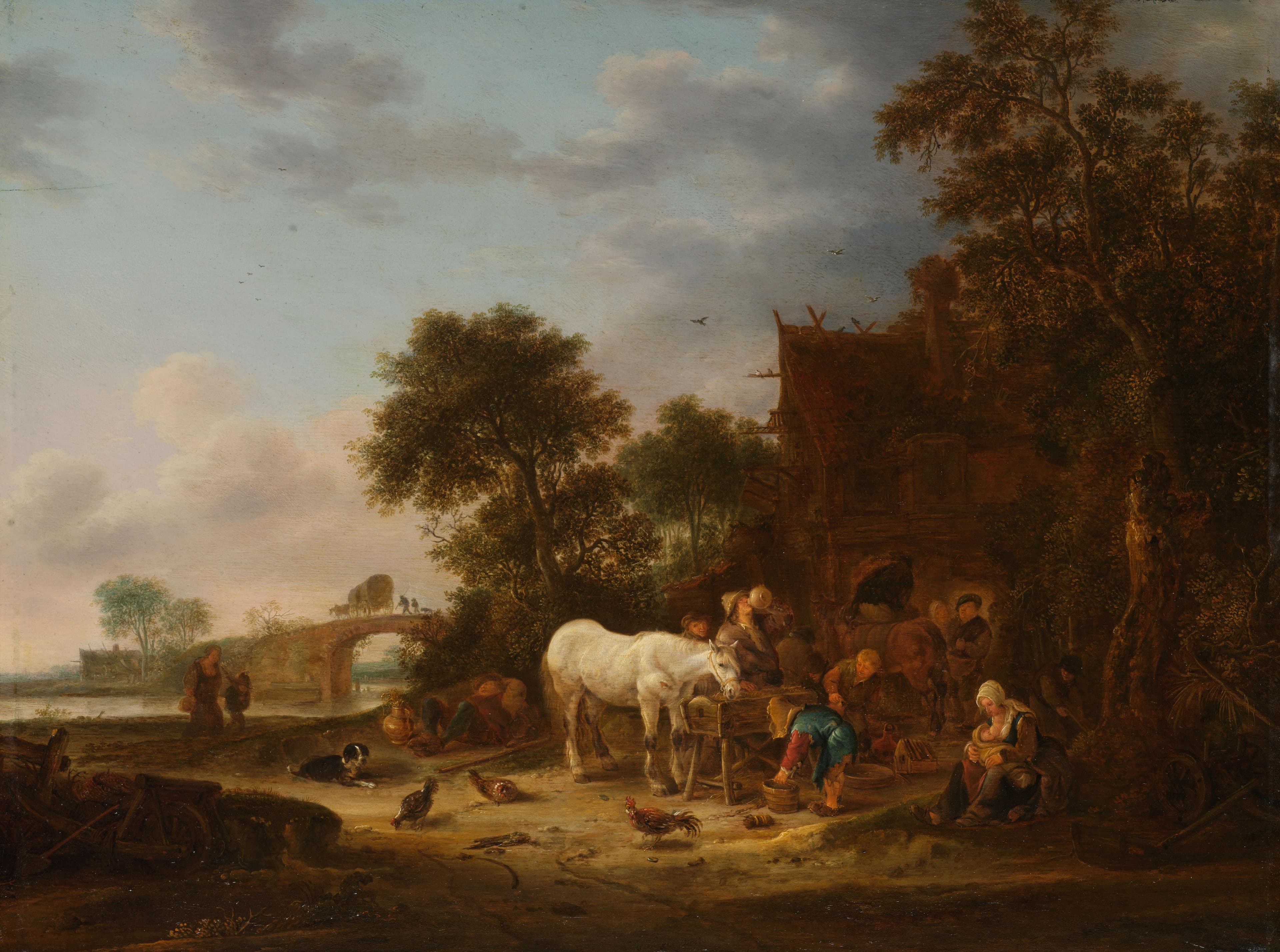 Boerenherberg met paard aan de trog — Isaac van Ostade