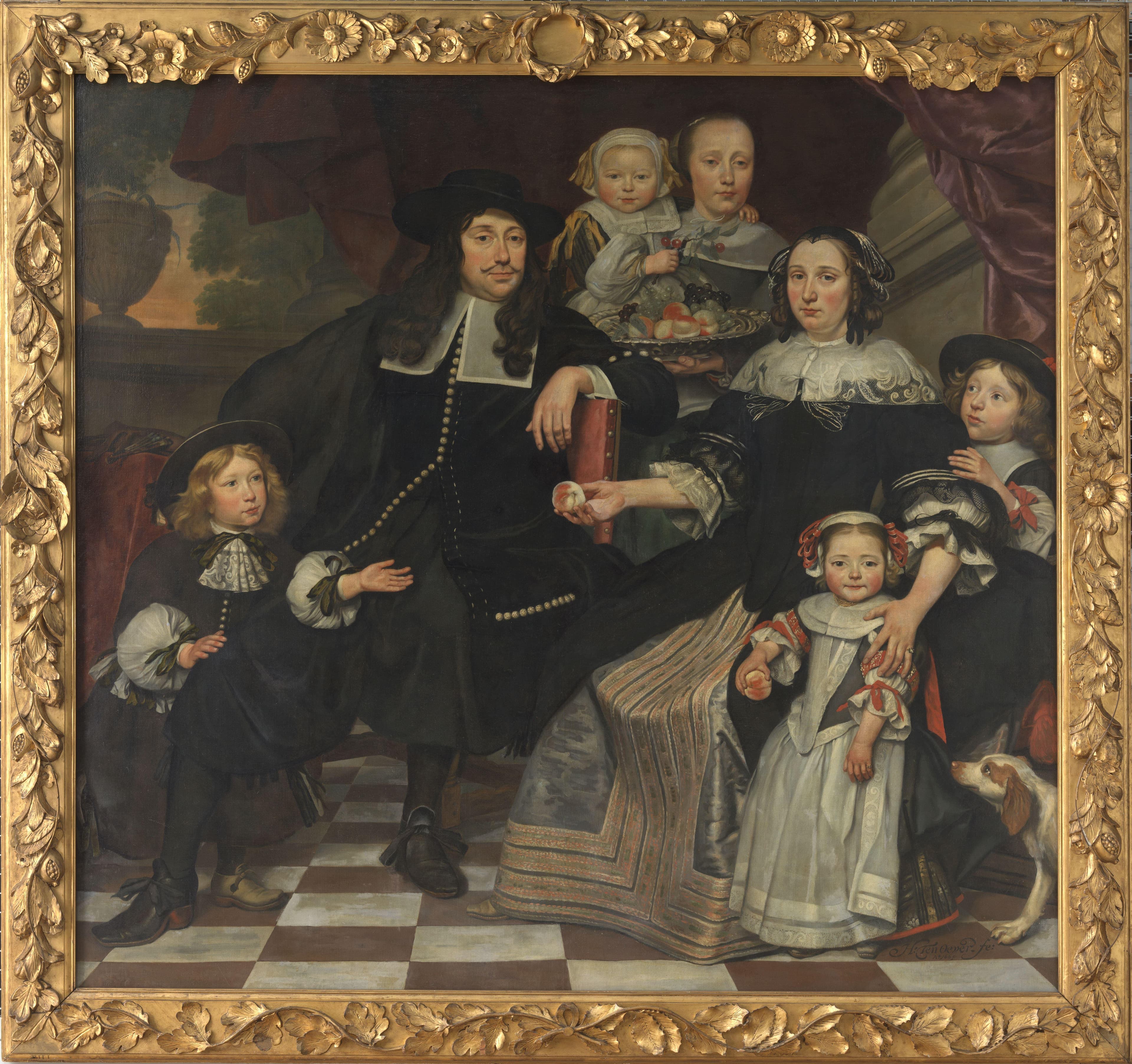 A family on the terrace of a country house — Hendrick ten Oever