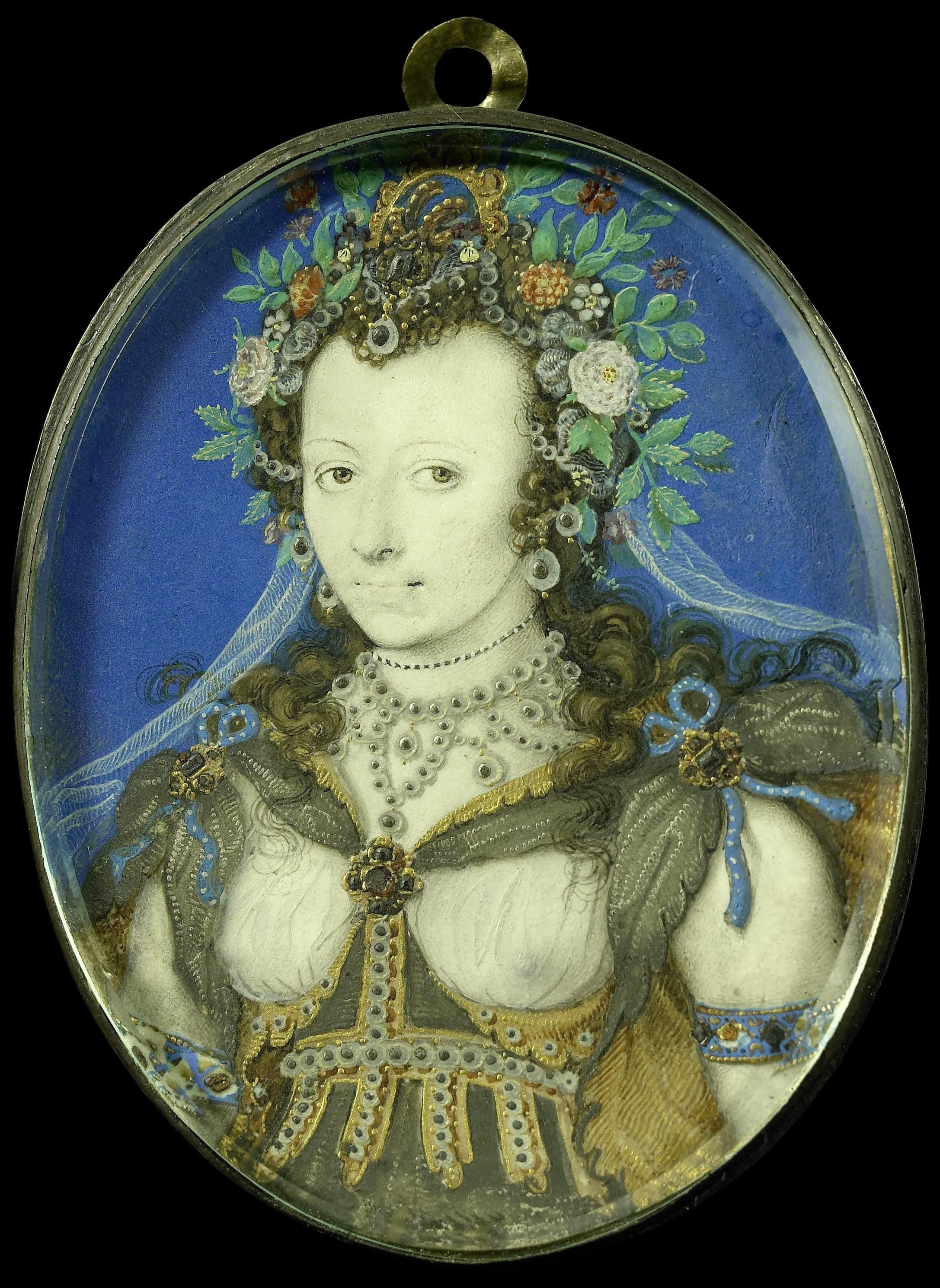 Portret van een vrouw in maskeradekleding als Flora — Isaac Oliver