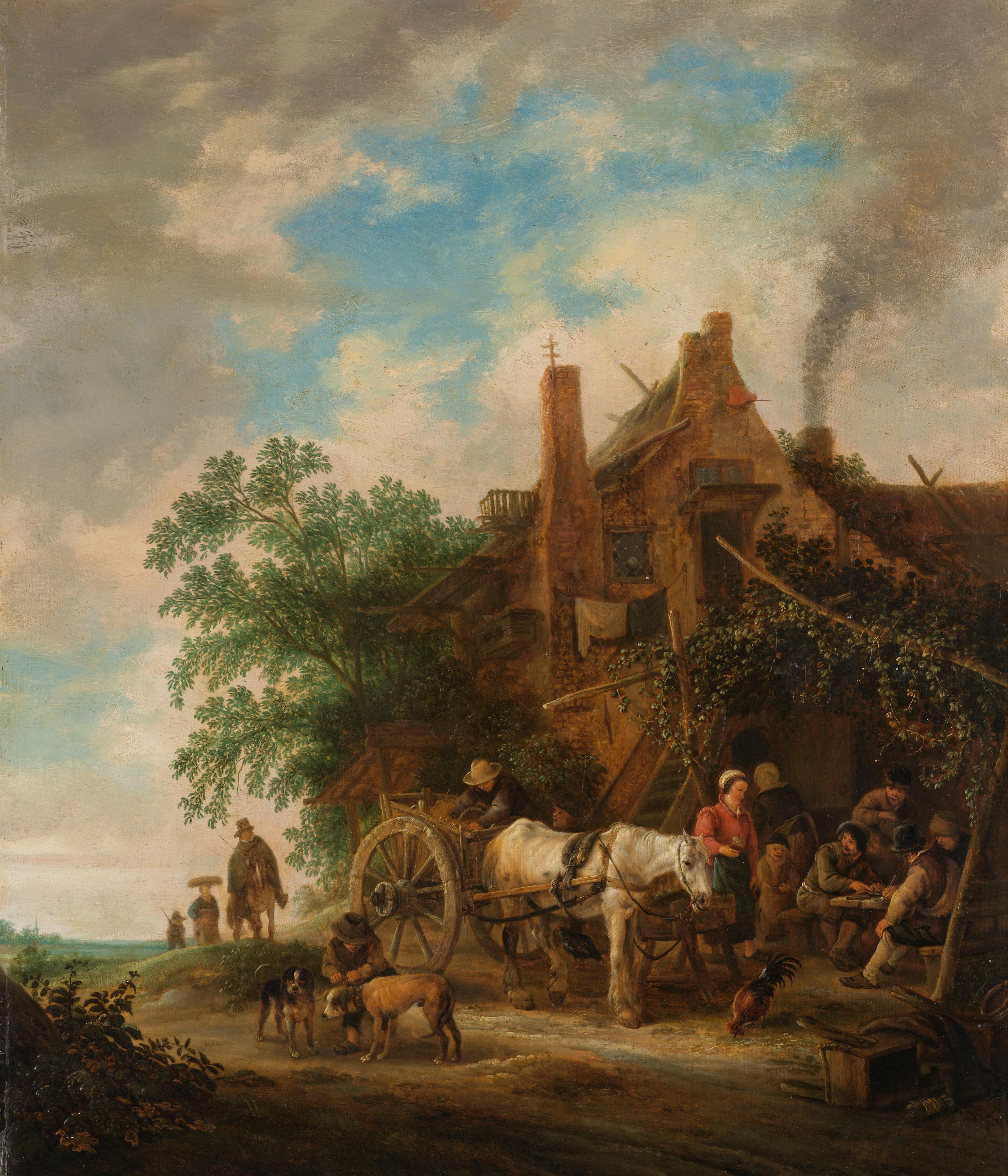 Boerenherberg met paard en wagen — Isaac van Ostade