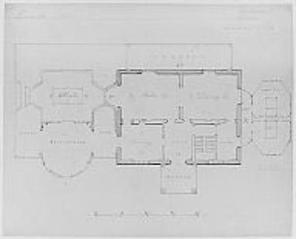 Designs for House of L. M. Davenport, New Rochelle, in the Tuscan Style (ground plan) — Alexander Jackson Davis