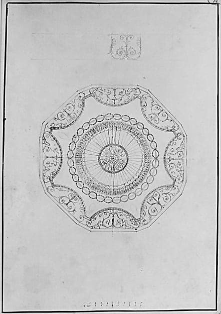 Design for WIthdrawing Room Ceiling at Hagley Park, Staffordshire — James Wyatt