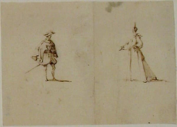 Lady and a genteman facing each other — Jacques Callot