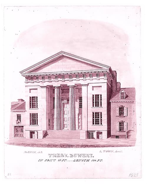 New Bowery Theatre, Elizabeth Street Facade, New York — Alexander Jackson Davis