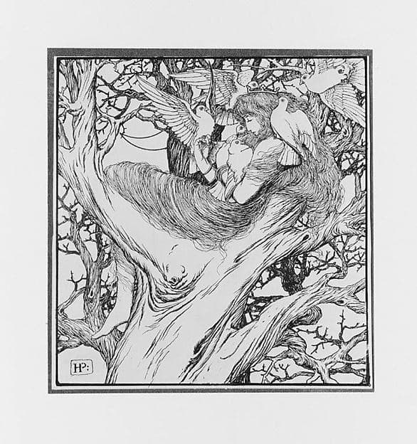 The Princess Dwells in the Oak Tree Where ye Wild Pigeons Come to Feed Her, for "The Wonder Clock" — Howard Pyle