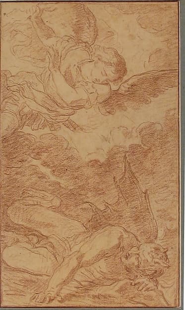 St. Michael Casting Down Lucifer, after Pier Francesco Mola — Louis Jean Jacques Durameau