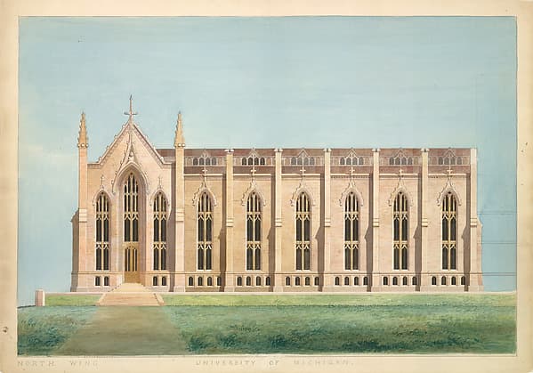 Design for the North Wing of the Library and Chapel Building at the University of Michigan, Ann Arbor — Alexander Jackson Davis