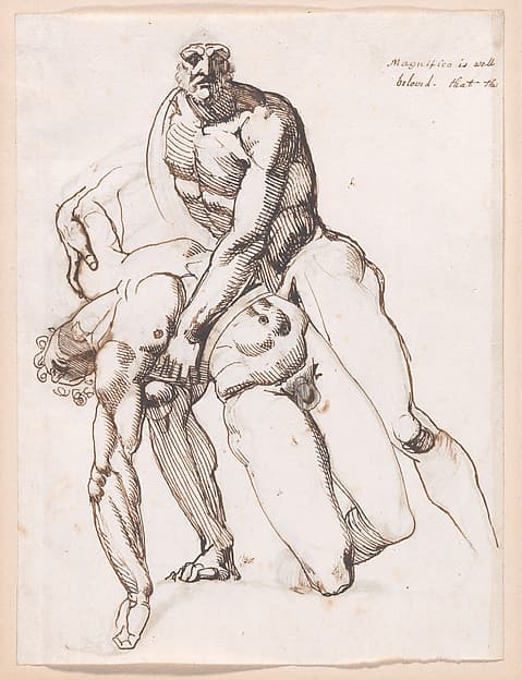 Menelaus and Patroclus, after the Antique (recto and verso) — Henry Fuseli