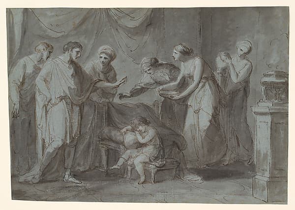 Servius Tullius When a Child, Asleep in the Apartment of King Tarquinius Priscus — Angelica Kauffmann