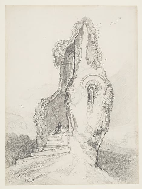 A figure resting in a ruined tower — John Sell Cotman