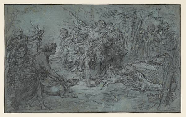 Diana and her Companions Hunting Wild Boar — Louis de Boullogne the Younger