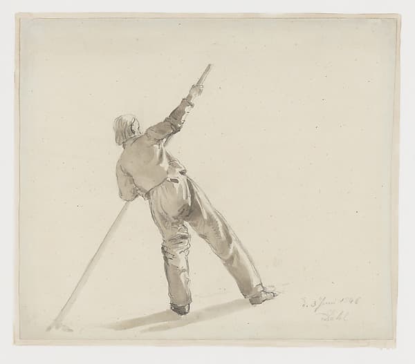 A man holding an oar (study for the painting "Copenhagen Harbor by Moonlight") — Johan Christian Dahl