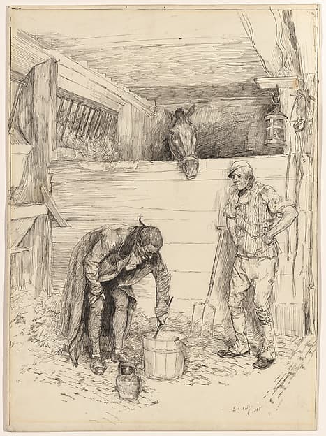 And none knew why he fed them both with his own hands, illustration to "Quince" — Edwin Austin Abbey
