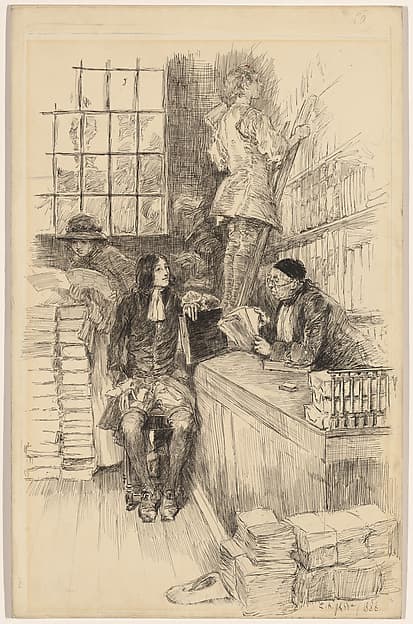 He went to Tonson, illustration to "The Noble Patron" — Edwin Austin Abbey