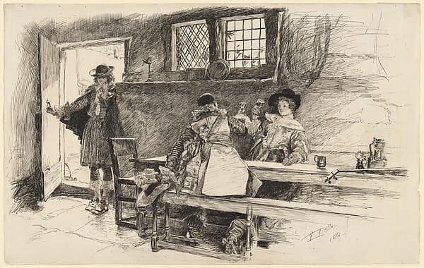 "Will had her to the wine," illustration to "Phillada Flouts Me" — Edwin Austin Abbey