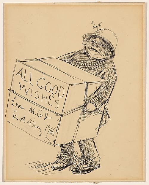 Man Delivering a Holiday Box — Edwin Austin Abbey