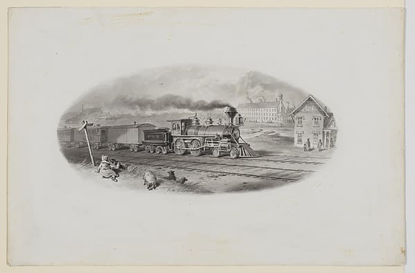 A train in a landscape — Felix Octavius Carr Darley