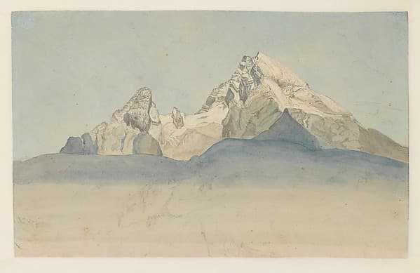 The Watzmann (recto); Sketch of Sankt Bartholomä on the Königssee (verso) — August Heinrich