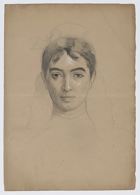 Self-portrait (recto); Study for a self-portrait (verso) — Marie Bracquemond