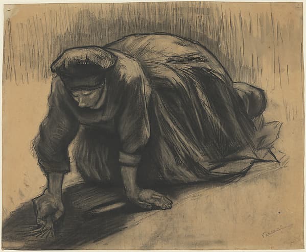 Peasant Woman Kneeling and Pulling Carrots — Vincent van Gogh