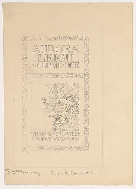 Design for a book binding for "Aurora Leigh" by Elizabeth Barrett Browning — Bertram Goodhue