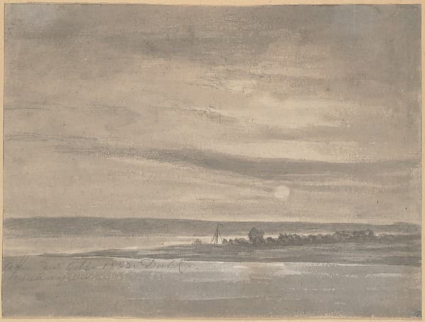 The River Elbe in Moonlight — Johan Christian Dahl