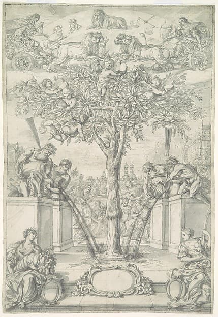 An Allegory of the Union of the House of Orange and the Wittelsbach Family (Design for a Title Page of a Thesis) — Jonas Umbach