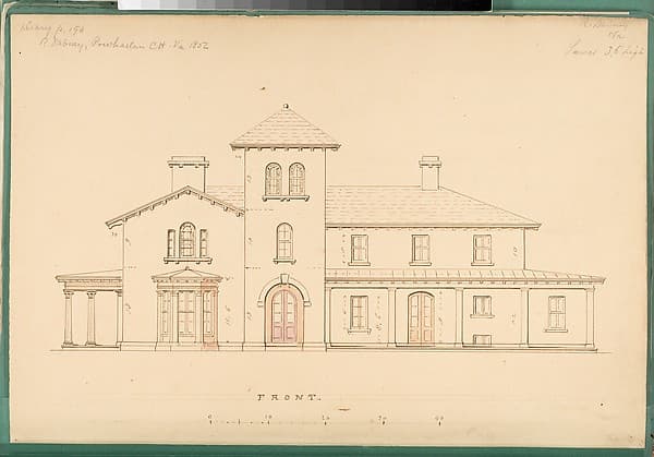 House for R. Dabney, Powhatan, Virginia (front elevation) — Alexander Jackson Davis