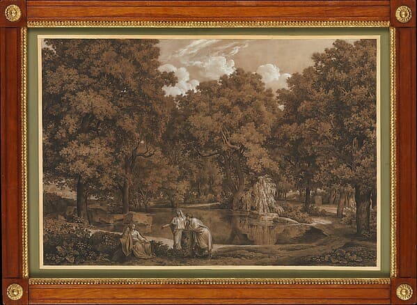 Arcadian Landscape with Three Figures at a Lake — Johann Christian Reinhart