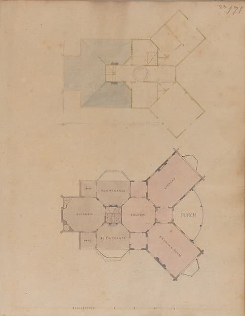 Two Plans for an Unidentified House — Alexander Jackson Davis