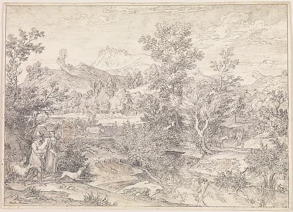 Roman landscape with figures near Paliano — Joseph Anton Koch