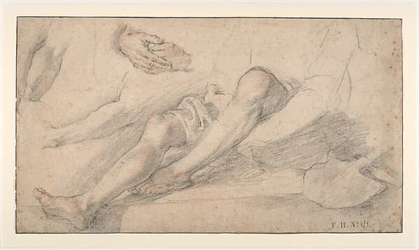 Studies for a Seated Figure of a Man with a Shovel — Bernardino Poccetti