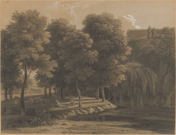 Classical Landscape with a Shepherd — Jean Victor Bertin
