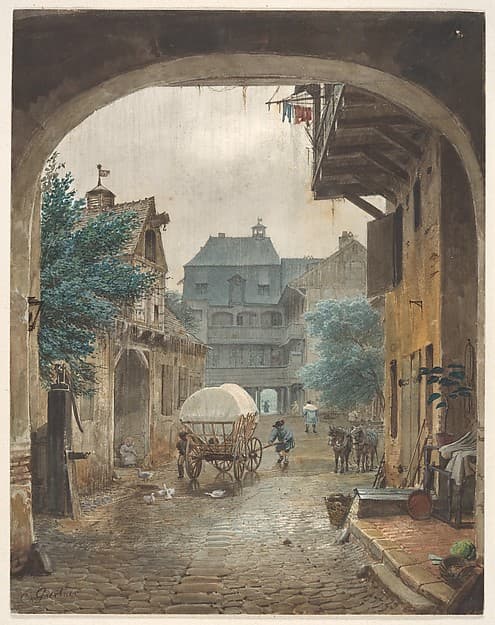 View into the Courtyard of an Inn at Colmar — Eduard Gaertner