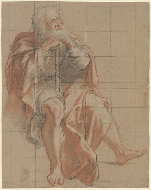 Seated Old Man Holding a Staff — Antoine Coypel