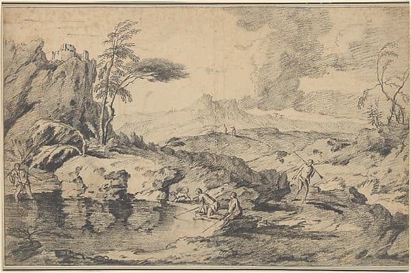 Landscape with Fishermen — Gaspard Dughet
