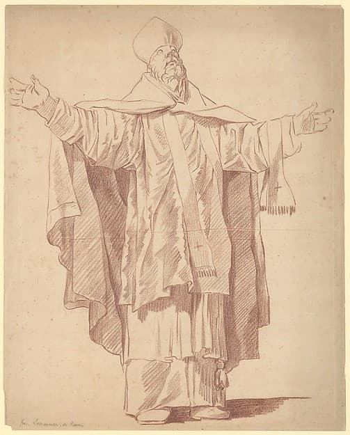 Standing Ecclesiastic With Arms Upraised — Anicet Charles Gabriel Lemonnier
