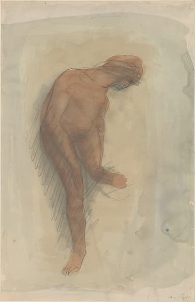 Nude female figure holding left foot — Auguste Rodin