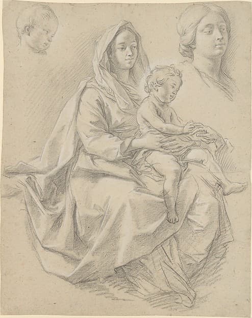 Seated Woman with a Child on her Lap (Study for a Mystic Marriage of St. Catherine of Alexandria) — Etienne Parrocel