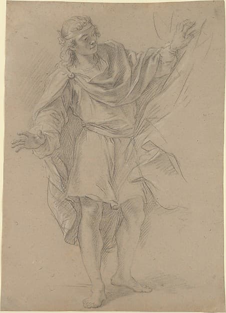 Man Pulling a Curtain Aside — Etienne Parrocel