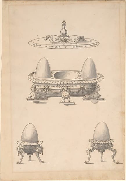Design for Parade Egg Cups and Combined Egg Cup/Salt Cellar with Lid — Erasmus Hornick