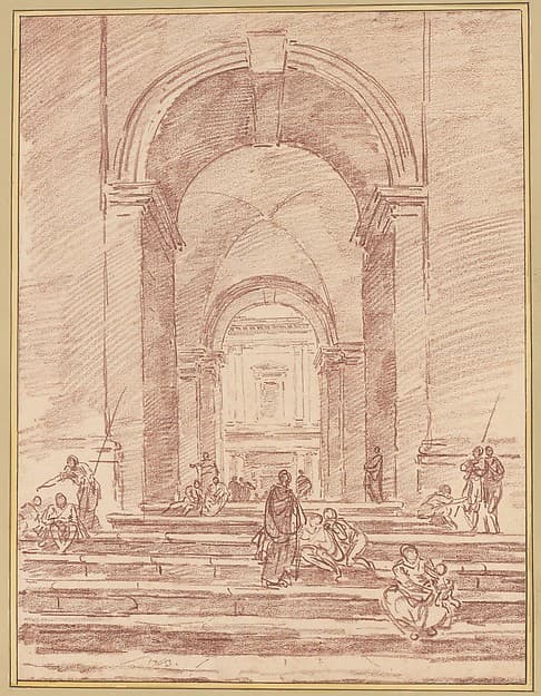 Figures in a Roman Arcade — Hubert Robert