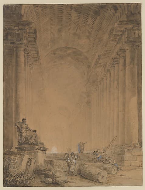 Figures in a Colonnade — Hubert Robert